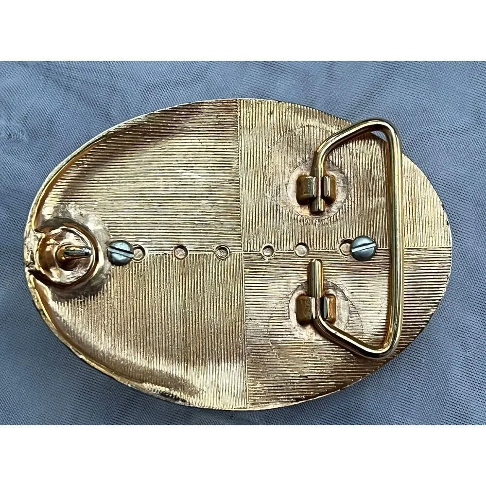 Turquoise and Resin Western Belt Buckle with Cabochon 3.5in across 2.5in tall